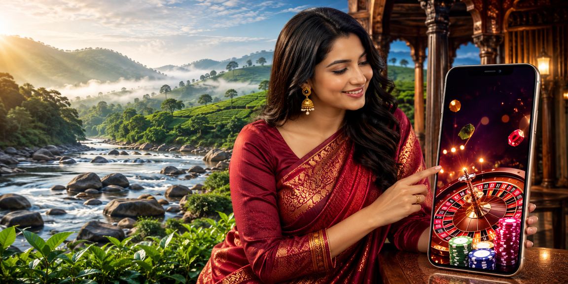 সিলেটের চা বাগানে মোবাইলে takabet ক্যাসিনো উপভোগ করছেন একজন ব্যবহারকারী